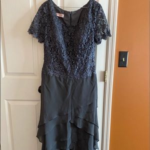 Dress asymmetrical high low hemline Steel grey